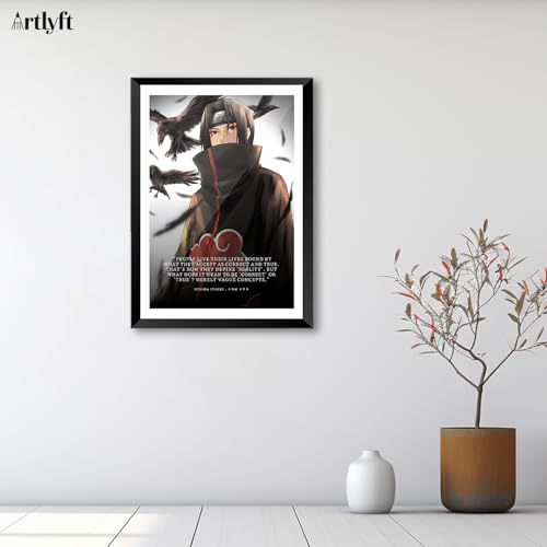 Image of ArtLyft Demon Slayer Anime Wall Frame A4 | Rengoku Quote Poster Frame | Motivational tanjiro - renguko Wall Art | Otaku Room Decor | Anim Lover Gift (Uchiha Itachi)