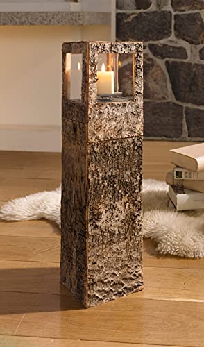 Dekoleidenschaft Windlichtsäule “Birkenrinde” 59 cm hoch aus Holz,...