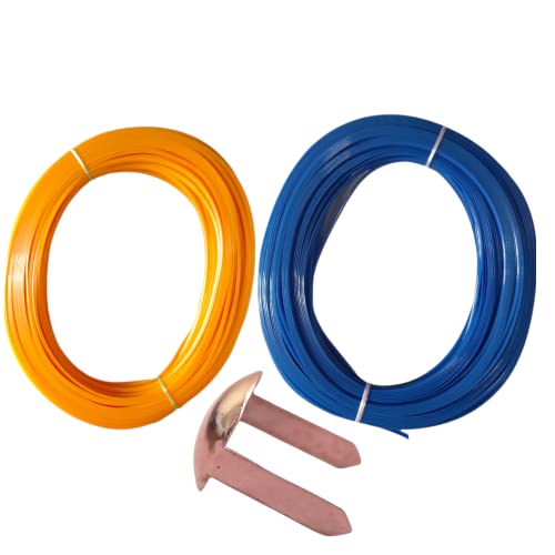 Image of ADW CRAFT'S Plastic Wire for Basket Making(2 Colours Best Combo|Plastic Koodai wire|Glass Wire For Basket Making|Koodai Wire Roll|Plastic Wire For Koodai (200 Grms, Mango Yellow+Royal Blue, 1)