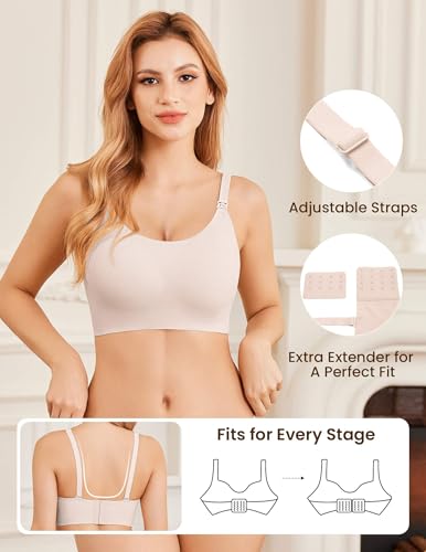 Image of Ekouaer Nursing Bras for Breastfeeding Ribbed, Seamless Ultra Comfort Maternity Bralette Wireless Pregnancy Sleep Bra