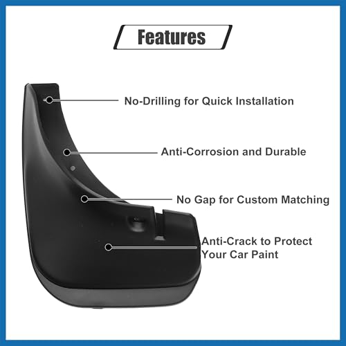 Image of Front and Rear Mud Flaps Splash Guards Fit for Toyota Corolla Sedan 1993-1997 - Pack of 4 Black Item Replacement