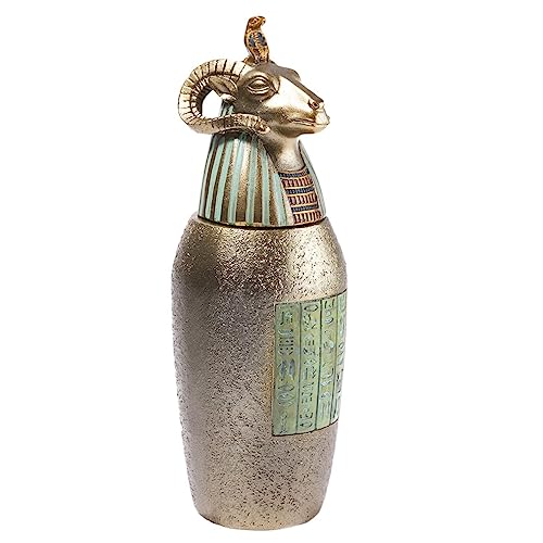 lachineuse - Vase Canope Hapi - Statuette Égyptienne 21 cm - Objet Décoration Égypte Antique - Statue Figurine Statuette Tête de Bélier - Idée Cadeau...