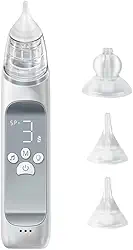 Aspirador nasal elétrico portátil para bebês Sugador de nariz para bebês Limpador de nariz para bebês 3 níveis de audição baixo ruído Anti-refluxo Bateria embutida Luz colorida 10 músicas suave
