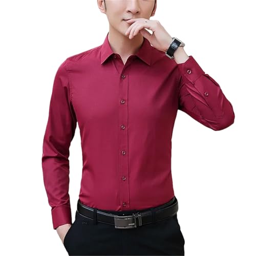 Chemise habillée rouge homme coupe ajustée manches longues taille XXL col