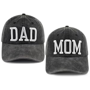 2PCS Dad and Mom Hats for Men Women, Funny Adjustable Cotton 3D Embroidered Parents Gifts Baseball Cap