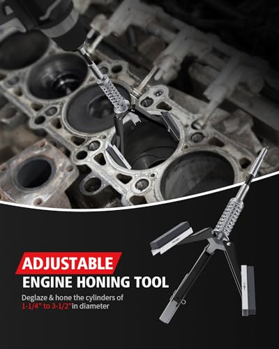 Kolvoii US-K059 Cylinder Hone Tool, Adjustable Deglazer Engine Cylinder Honing Tool For Grinding Holes From 1-1/4 Inch To 3-1/2 Inch Diameter, With 3-Piece 2 Inch Stones At 220 Grit thumb #1