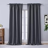 Picture of OVZME Charcoal Grey Blackout Curtains 96 Inch Length 2 Panels, Solid Thermal Insulated Room Darkening Soft Fabric Privacy Curtains for Sliding Door, Dual Rod Pocket Window Drapes, 2x50Wx96L Inches