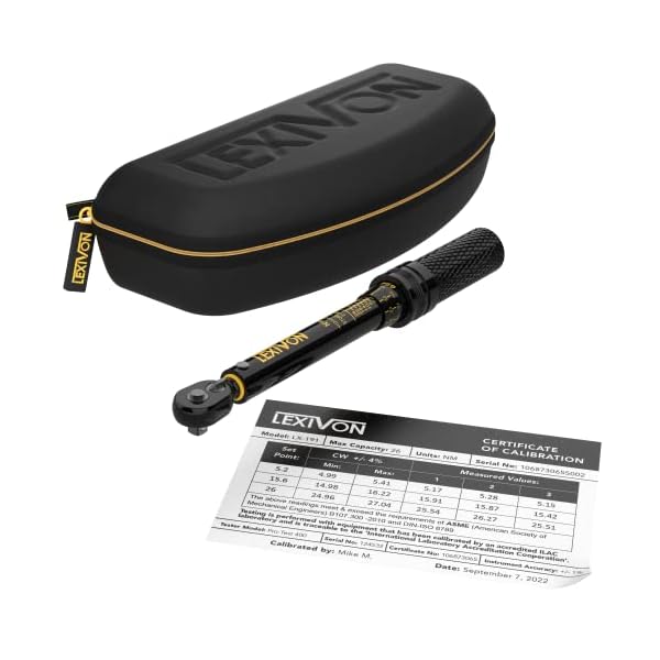 LEXIVON Drehmomentschlüssel Fahrrad & Motorrad, 1/4 Zoll, inklusive 15 teiliges Set Innensechskant Hex und Torx Bits, Messbereich 2-20 Nm mit Verlängerungsstange – Bild 8