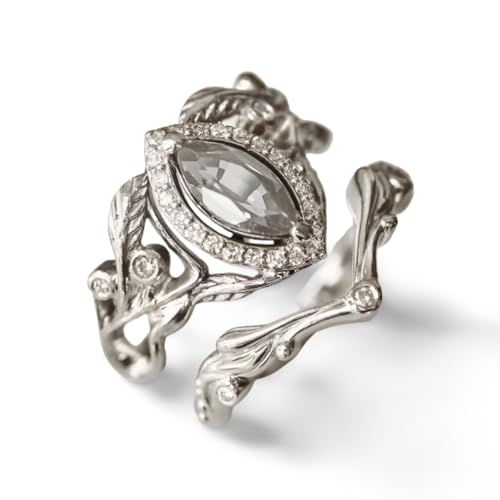Bijoux bague argent homme femme avec motif fleur blanche élégante