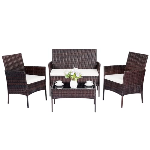 4-Piece Outdoor Rattan Furniture Set