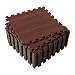 SUPERJARE 16 Tiles Eva Foam Interlocking Tiles Protective Flooring Mat with Borders Dark Wood Grain