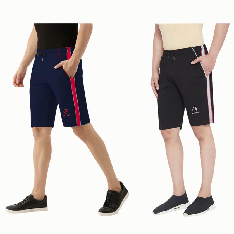 pitto Cotton Men's Regular Fit Shorts, Cotton Shorts for Men and Boys, Casual Shorts, Sleeping Shorts, Dual Pocket Style Shorts, Versatile Activewear for Gym and Home-Pack of 2.-picture-23