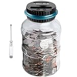 Digital Coin Bank, Jeowoqao Coin Counting Jar with LCD Display, 1.8L Large Capacity Piggy Bank Coin Counter Money Jar for UK Coins, Electronic Saving Money Box Gift for Boys Girls