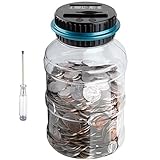 Digital Coin Bank, Jeowoqao Coin Counting Jar with LCD Display, 1.8L Large Capacity Piggy Bank Coin Counter Money Jar for UK Coins, Electronic Saving Money Box Gift for Boys Girls