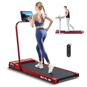 BLACK LORD Loopband onder het bureau, 2-in-1 draagbare opvouwbare loopband, 2,2 pk gemotoriseerde elektrische loopband, kleine rode mini-loopmachine (met handgreep)