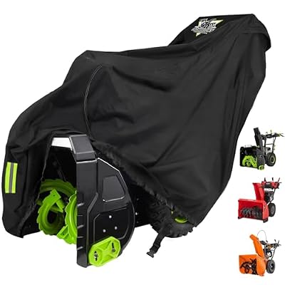 WardWolf Snow Blower Cover, Fit Most Electric Two Stage Snowblowers, 600D Heavy Duty Universal Snow Thrower Cover Waterproof, Windproof, Sunproof with Air Vent and Buckle Strap, Black