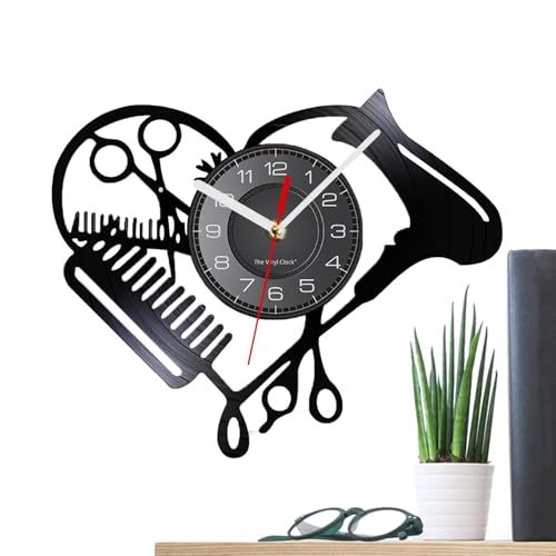 Imagen de Reloj De Pared Reloj De Pared De Peluquería Regalos De Peluquero De 12 Pulgadas Para Hombres Decoraciones Silenciosas De Peluquería Para Tienda