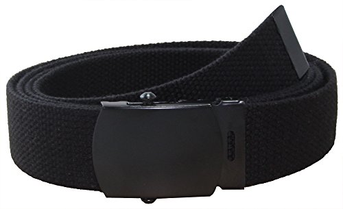 Jaeger Customs Black Canvas Web Belt with Black Roller Buckle for Military Golf Uniform (35-36
