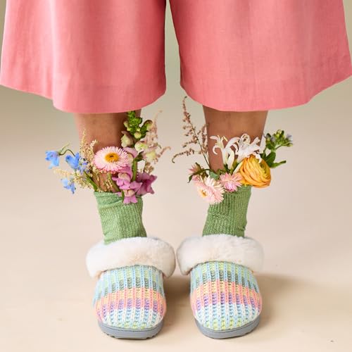 Image of Dearfoams Women's Memory Foam Cozy Soft House Slippers Gifts for Women Hannah Knit Clog House Shoes