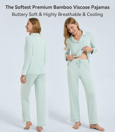 Image of WiWi Viscose from Bamboo Women's Pajamas Set Super Soft Button Down Top and Pants Sleepwear Cooling Pjs S-3X