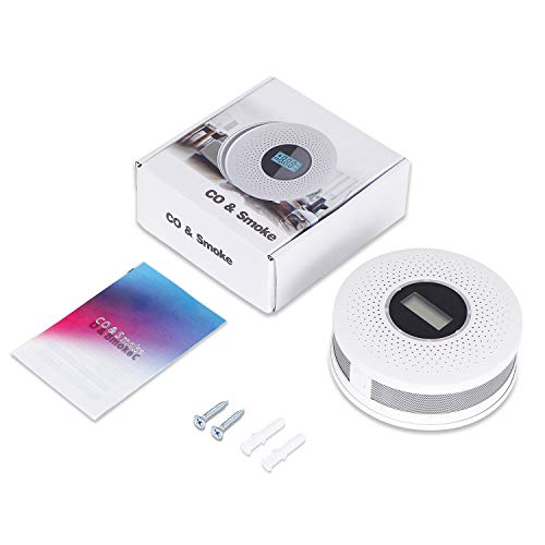 Smoke and Carbon Monoxide Detector Combo - with Voice Warning and LCD Display (AA Battery Not Include) CO Smoke Alarm Detector - 2 Pack