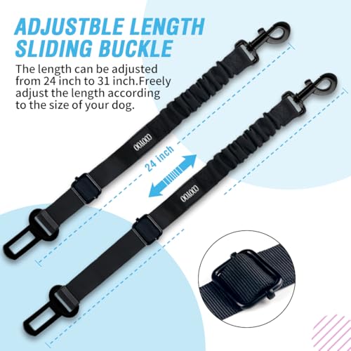 Image of COOYOO Dog Seat Belt, Durability Retractable Dog Car Harness Adjustable Dog Seat Belt for Vehicle Nylon Pet Safety Seat Belts Heavy Duty & Elastic