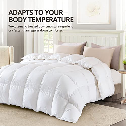 Globon Winter White Goose Down Comforter Queen Size,Down Duvet Insert 50 Oz,100% Cotton Shell,With Corner Tabs, White #TOP2