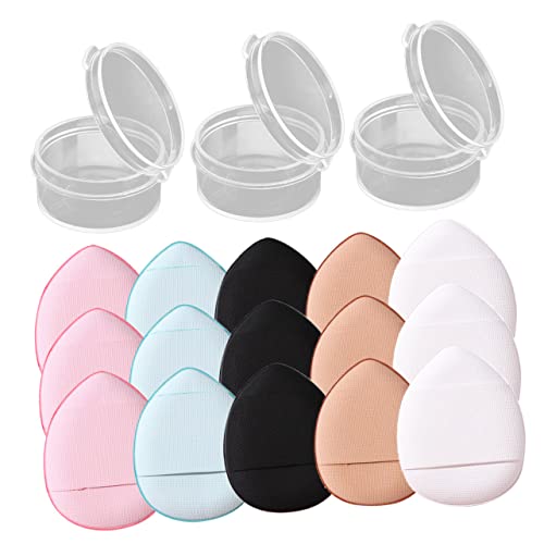 Healeved 15Pcs Foundation Mini Finger Makeup Applicators for Loose Powder and Liquid Foundation Beauty Tools for Storage Boxes