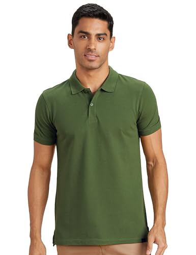 Amazon Brand - Symbol Men's Cotton Rich Solid Polo Tshirt | Collar Tshirts | Half Sleeves | Plain-Regular Fit (Available in Plus Sizes and Combo Pack of 2)