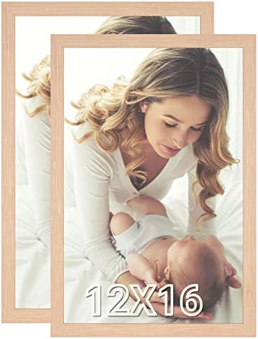 Natural 12x16 Picture Frame 2 Pack, Rustic Beige 16x12inch Canvas Poster Frame Set of 2, Multiple Gallery Concert Portrait Wall Photo Pic Frames, Anniversary/Wedding/Birthday/Thank you/Christmas Gift