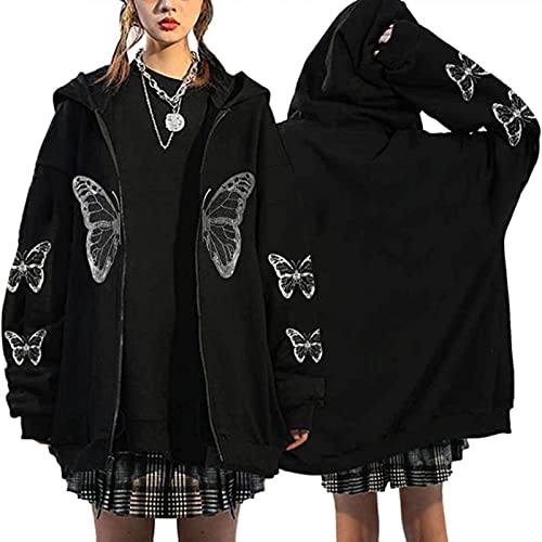 Y2K Zip Up Hoodie Damen Oversize Hoodies Jacke Y2K Fashion Übergroße...