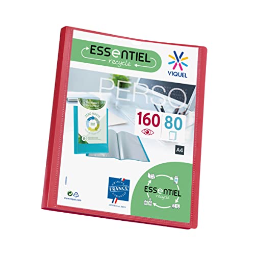 Viquel - Portariviste a 160 fogli A4 - Rilegatura personalizzabile - Buste lisce e trasparenti - Essenziale riciclo - Rosso