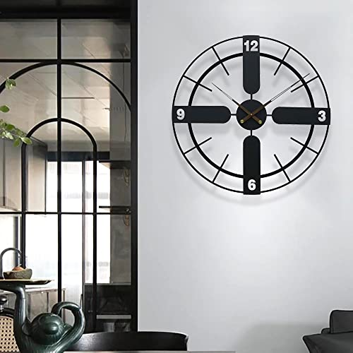 Yisiteone Large Modern Wall Clock Room Decor, Metal Black Wall Clock 21.6 Inch Decorative Silent Large Wall Clock For Living Room, Bedroom, Dining Room, Kitchen #TOP4