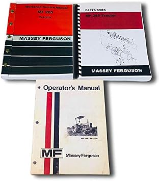 Service Repair Parts Catalog Operators Manual Set for Massey Ferguson 285 Tractor Owners Shop Book