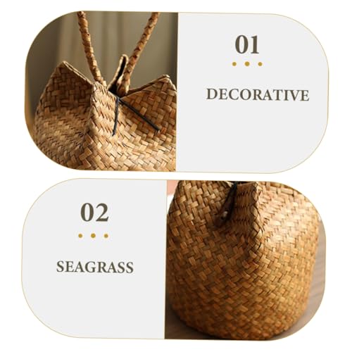Cabilock Woven Storage Bag with Handle Natural Sea Grass Tote for Parties and Travel Versatile Rustic Bag for Picnic Hiking and Shopping Unique Decorative Design2