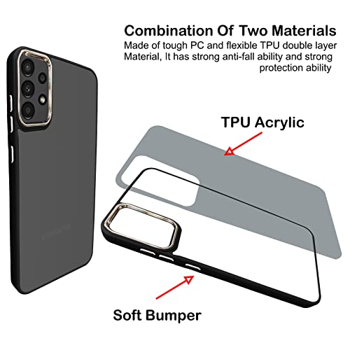 Image of A rtistque Frosted Translucent Back Cover Case for Samsung Galaxy A52 / A52s 5G | Electroplated Chrome Ring | Raised Camera Edges for Protection | Smooth Sides TPU - Black