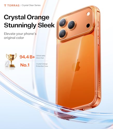 Image of TORRAS for iPhone 17 Pro Max Case Crystal Orange, Anti-Yellowing, 6.9 inch
