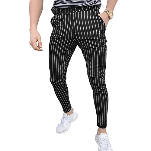 Men's Striped Button Fitting Casual Pant Striped Slacks Loose Comfort Trousers Plaid Slim Fit Stretch Dress Pant2