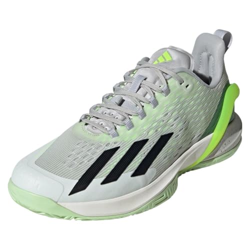 adidas Men's Adizero Cybersonic Tennis Sneaker, Crystal Jade/Black/Lucid Lemon, 8