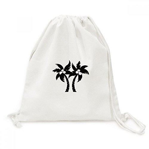 Sac cordon en toile imprimé silhouette de cocotier noir pour voyage léger