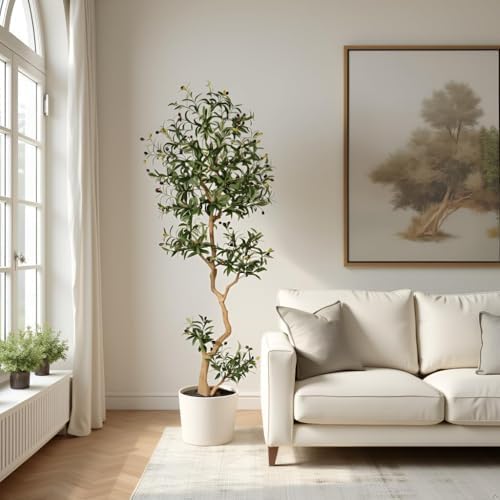 Fake Olive Tree 6.8 Feet – Artificial Plants Indoor, Faux Olive T...