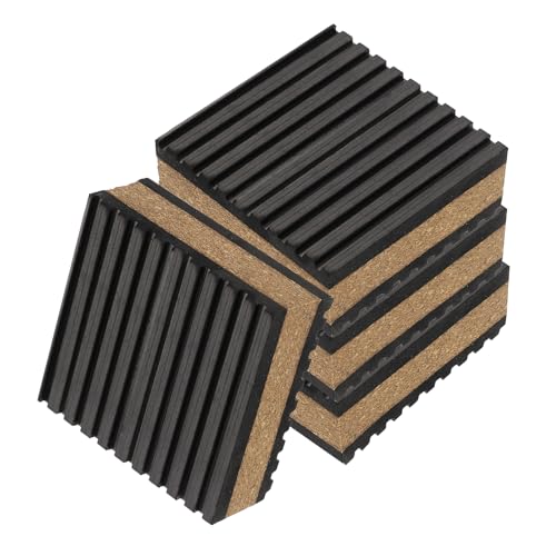 sourcing map 4pcs Anti Vibration Pads for Washing Machine, 2 x 2 x 7/8 Vibration Damping Pads Sound Isolation Ribbed Rubber Mats with Center Vibration Isolation Pads, Black/Brown