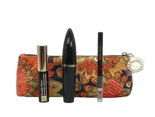 Estee Lauder - Estuche para cosméticos con 3 partes, máscara de pestañas turbo, máscara de pestañas Duble Wear, lápiz de ojos doble