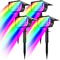 nipify 4 Pack Solar Spot Lights Outdoor Color Changing, 7 Modes Halloween RGB Solar Powered Waterproof Spotlight, Landscape Lighting for Outside Yard Garden Pathway