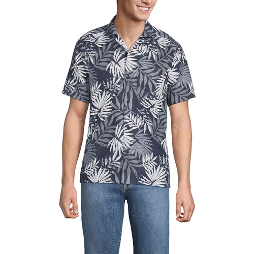 Lands' End Men's Short Sleeve Camp Collar Hawaiian Shirt