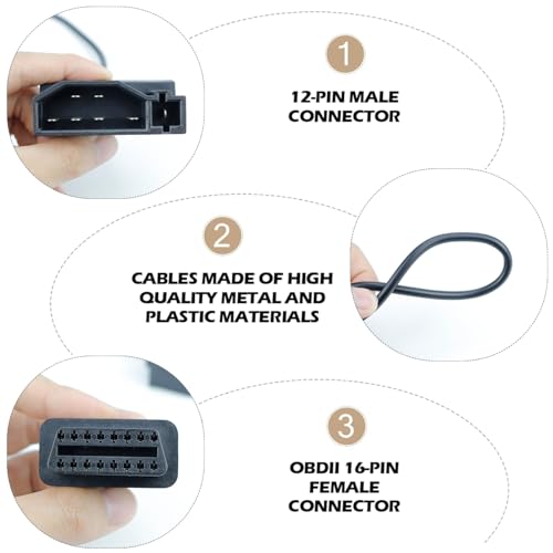 12 Pins to OBD2 16 Pins Scanner Diagnostic Tool OBD II Adapter Cable Connector for Vehicle