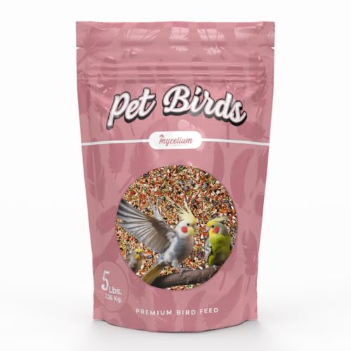Mycelium Pet Bird Harvest Blend Bird Seed | Organic Food for Cockatiels, Lovebirds & Conures | Fruits, Vegetables, Egg, Vitamins & Minerals | Supports Feather & Digestive Health | 5 lb Bag