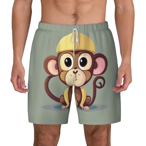 Vêtements de plage extérieur pour homme avec short de bain imprimé singe mignon