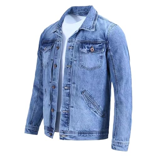 Manteau en jean décontracté pour homme avec col rabattable