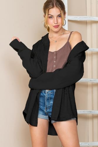 Image of SHEWIN Women Oversized Hooded Sweatshirt Loose Fit Casual Button Hoodies with Pocket 2026